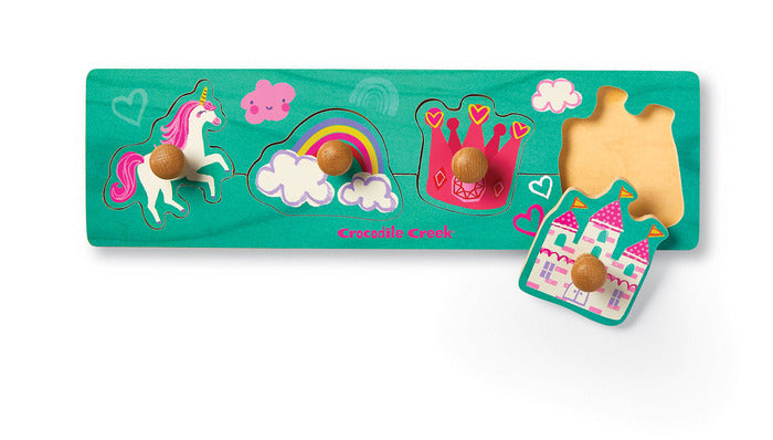 Crocodile Creek Wooden Knob Puzzle - 4pc Princess-Mountain Baby